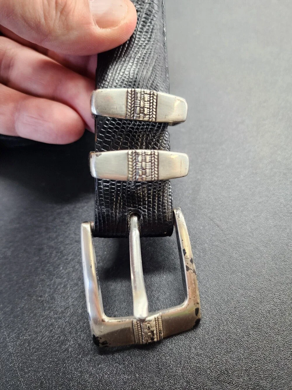 Genuine Italian Calfskin Leather Belt Mens 44 Black Golf 1